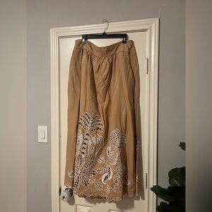 Elegant Tan Embroidered Skirt